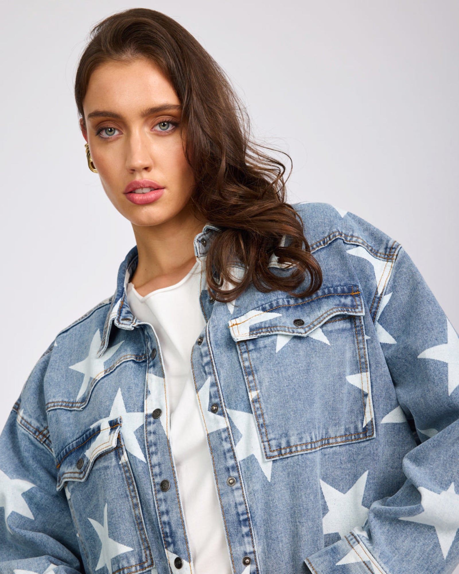 Daria Denim Shacket - Starwash | One Teaspoon USA