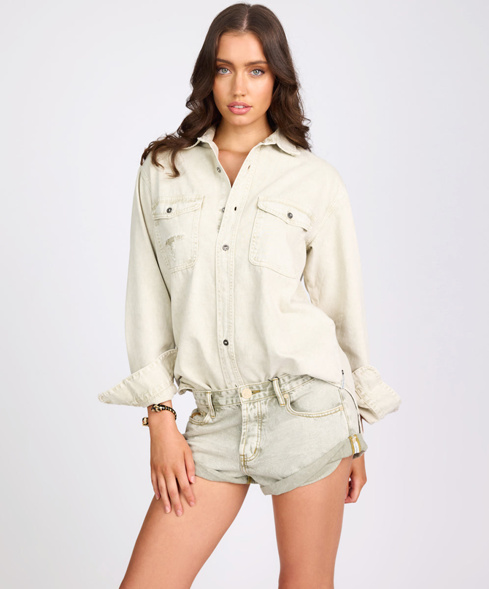 Women's Shirts Everyday Denim Shirt - Antique White