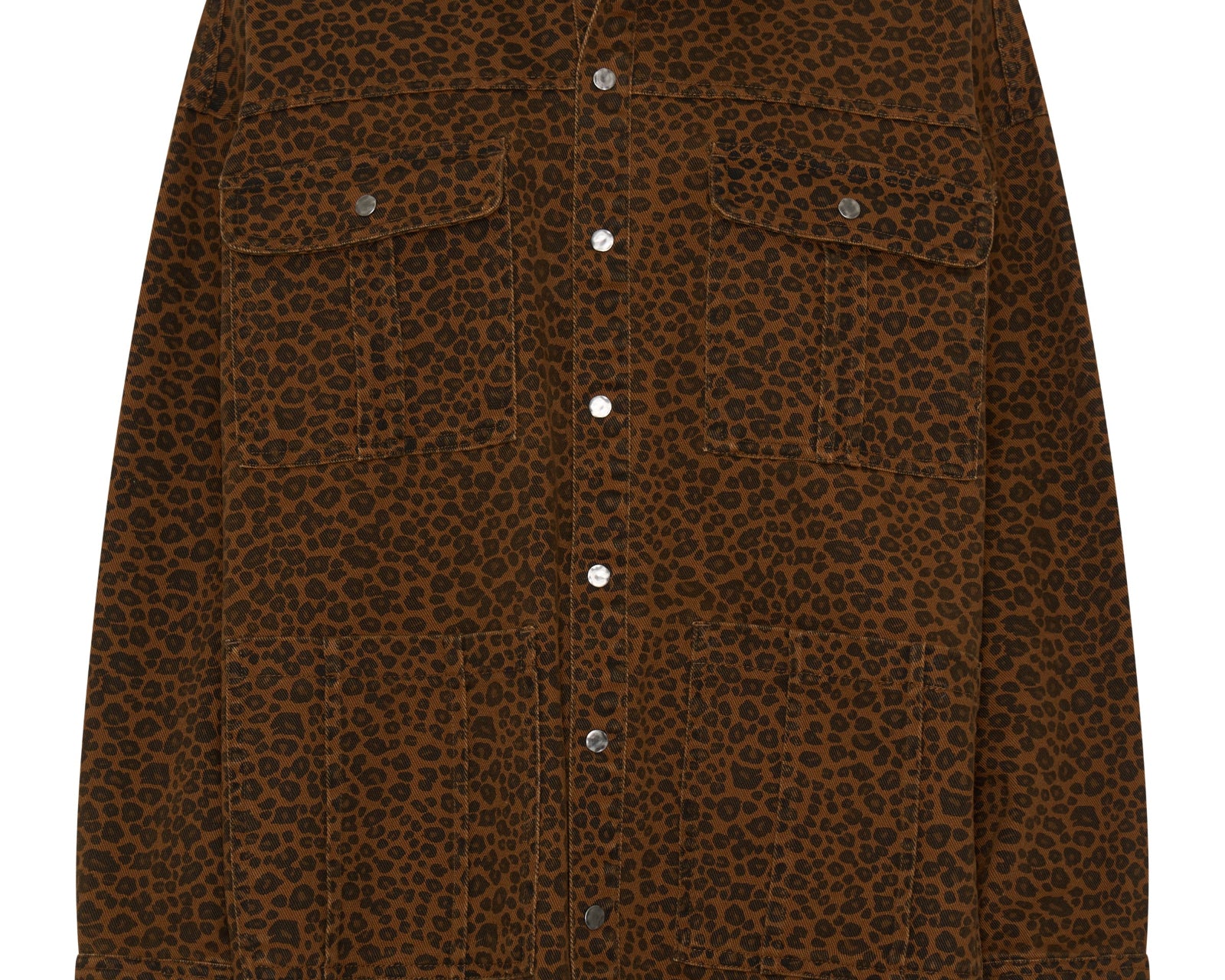 Longline Denim Jacket - Cheetah Print