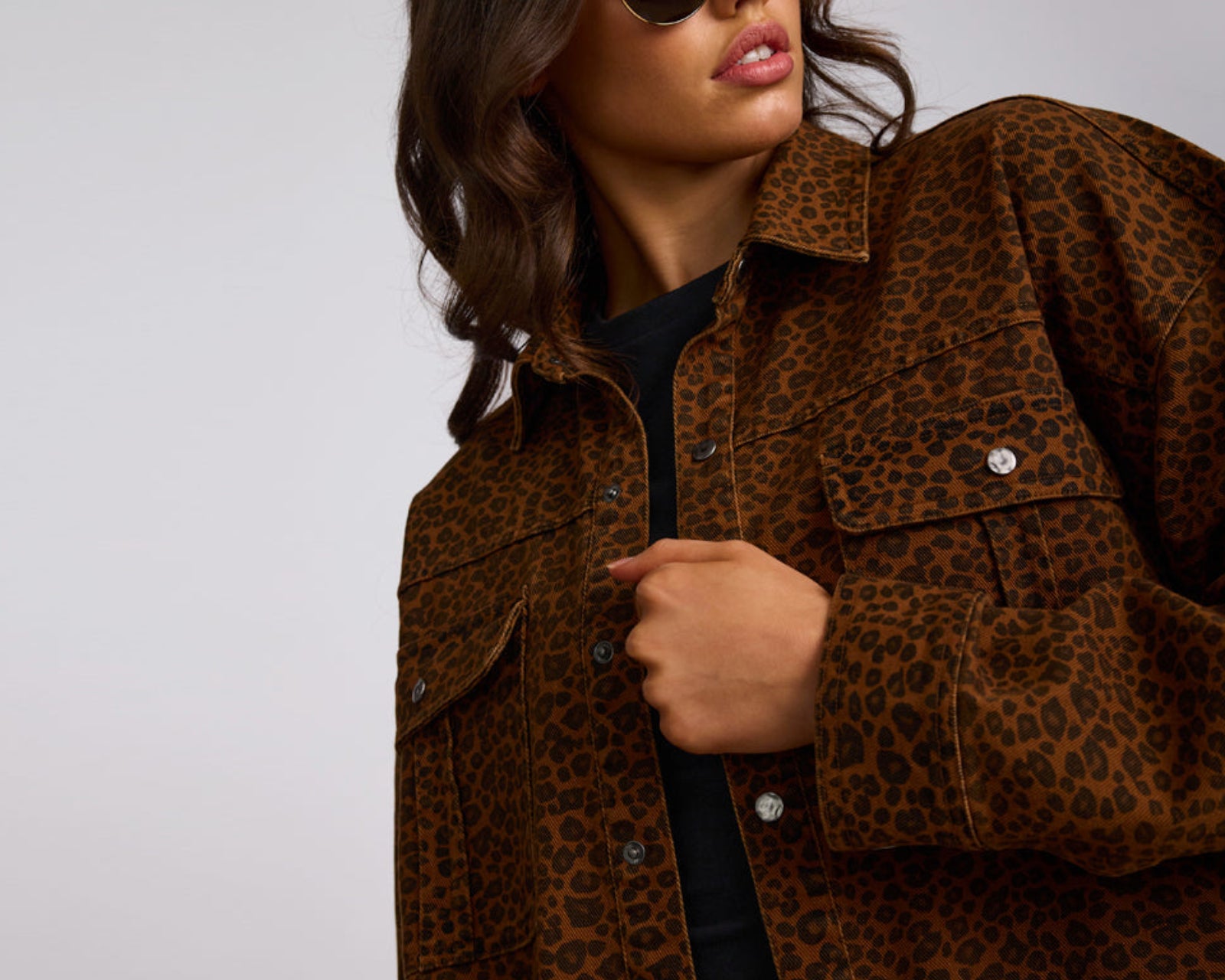 Longline Denim Jacket - Cheetah Print