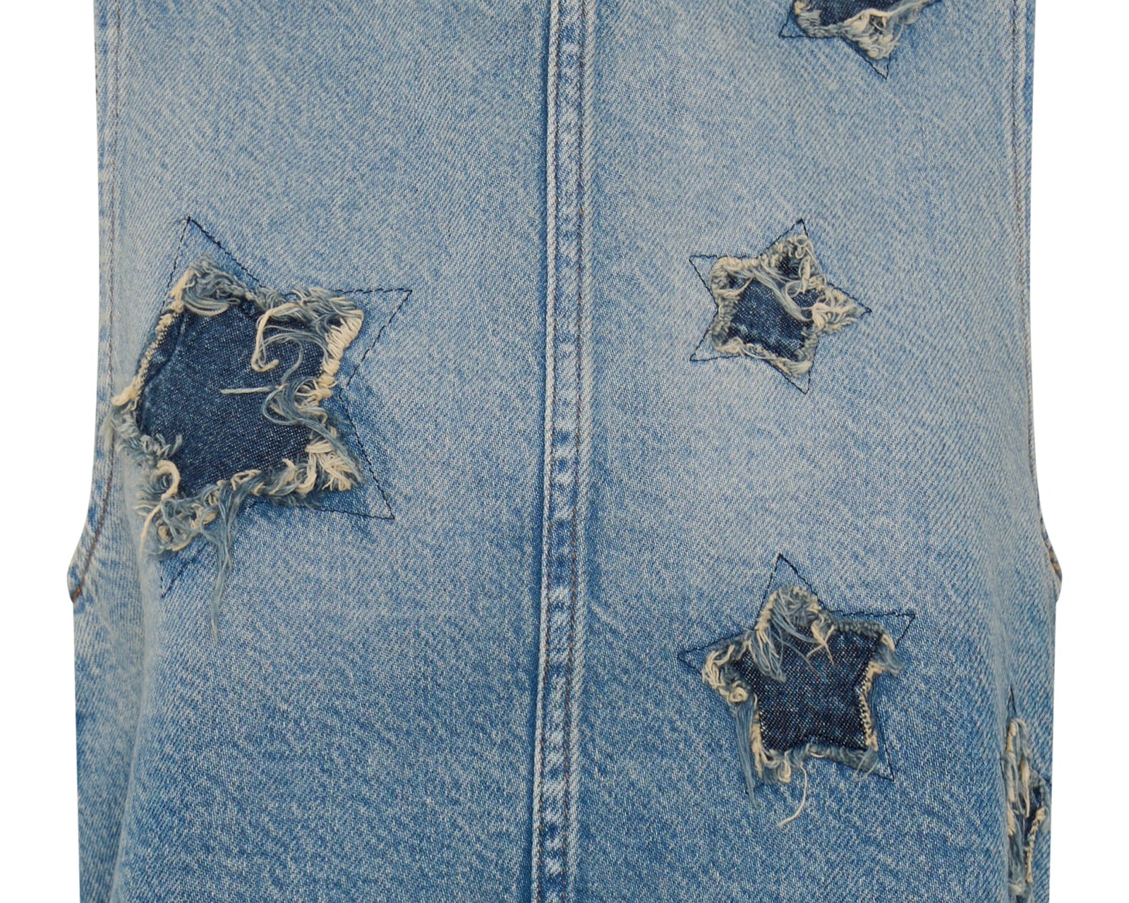 Star Cropped Denim Top - Pacifica Blue