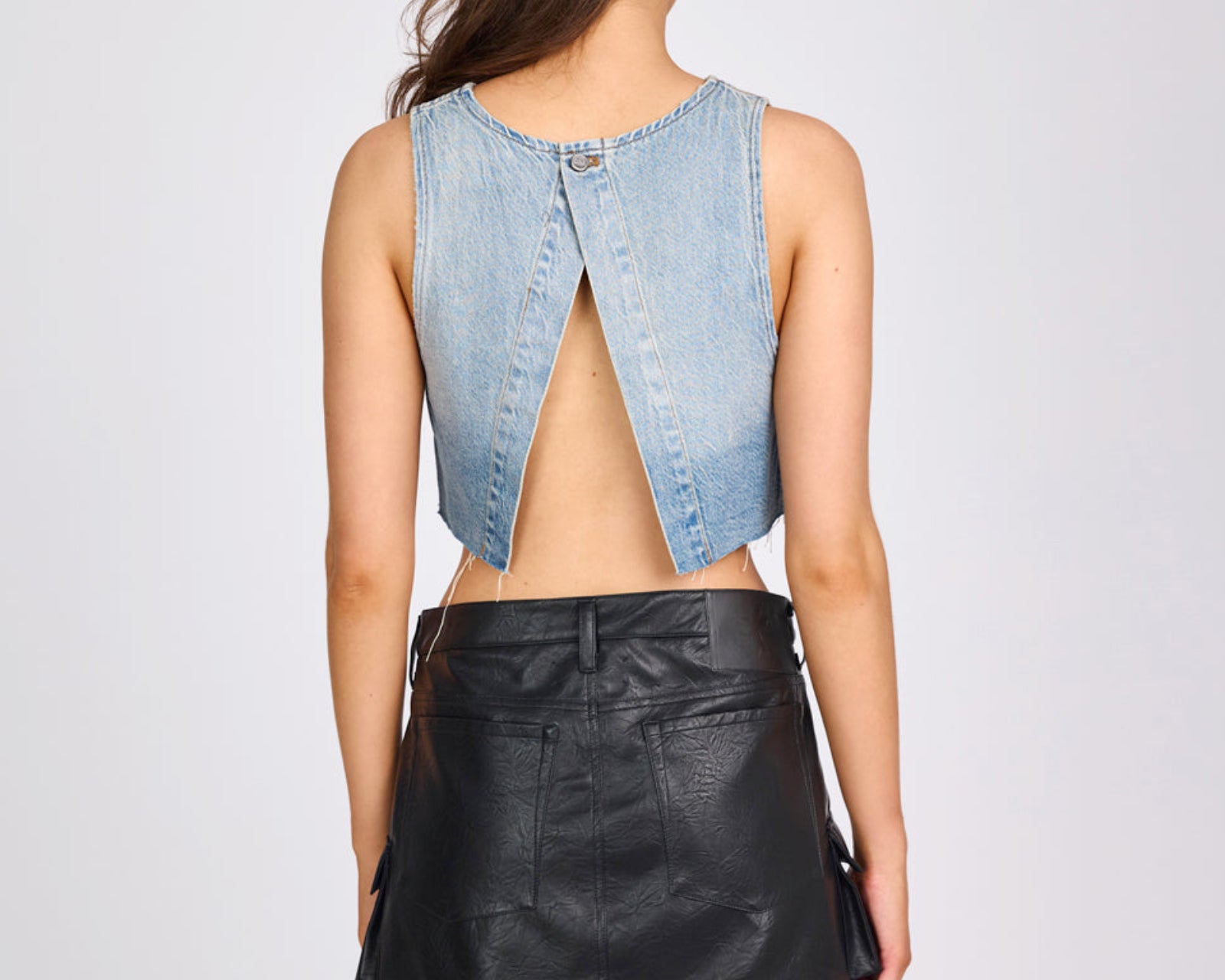 Star Cropped Denim Top - Pacifica Blue