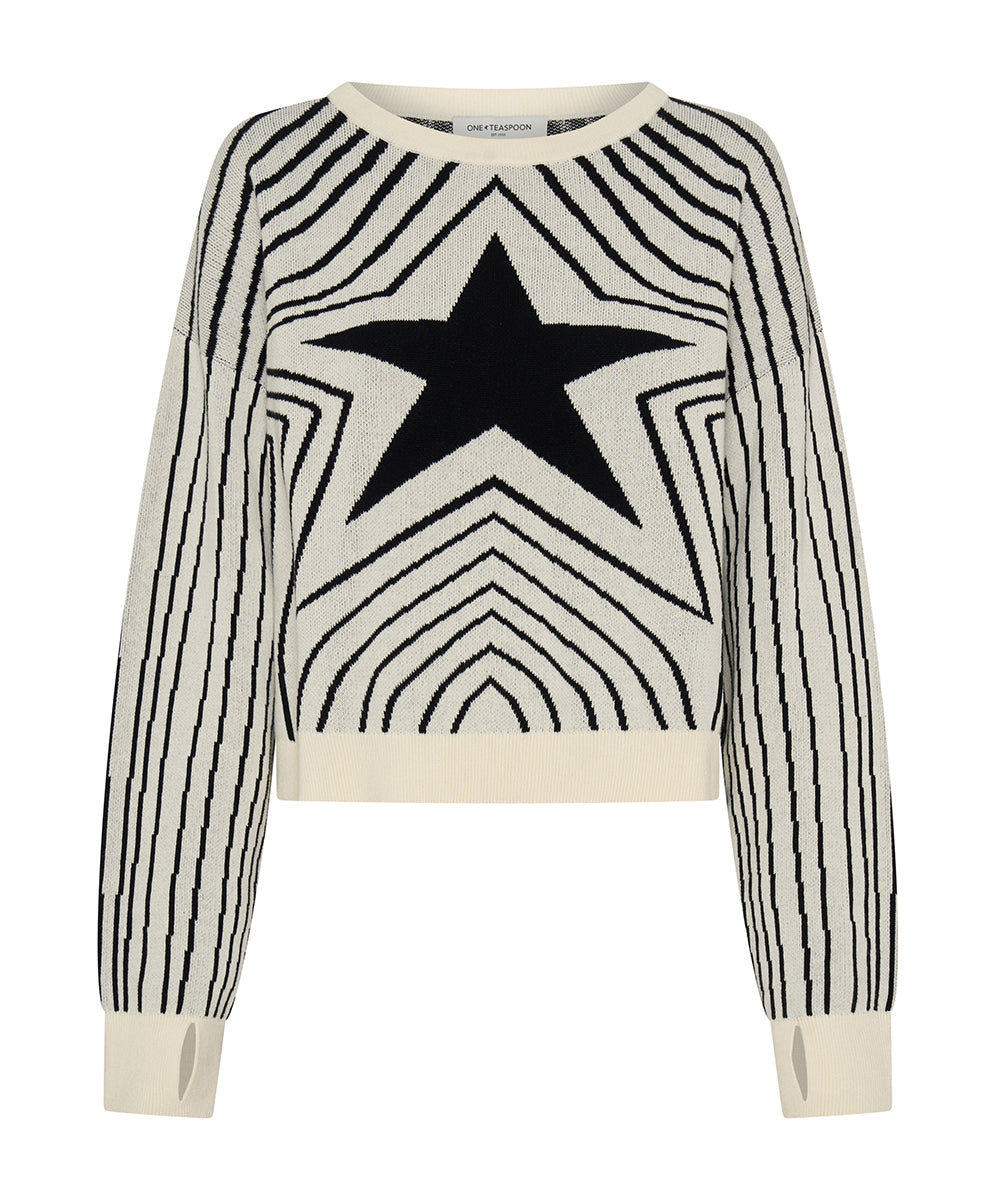 New Season Star Gazing Knitted Sweater - Mono Print
