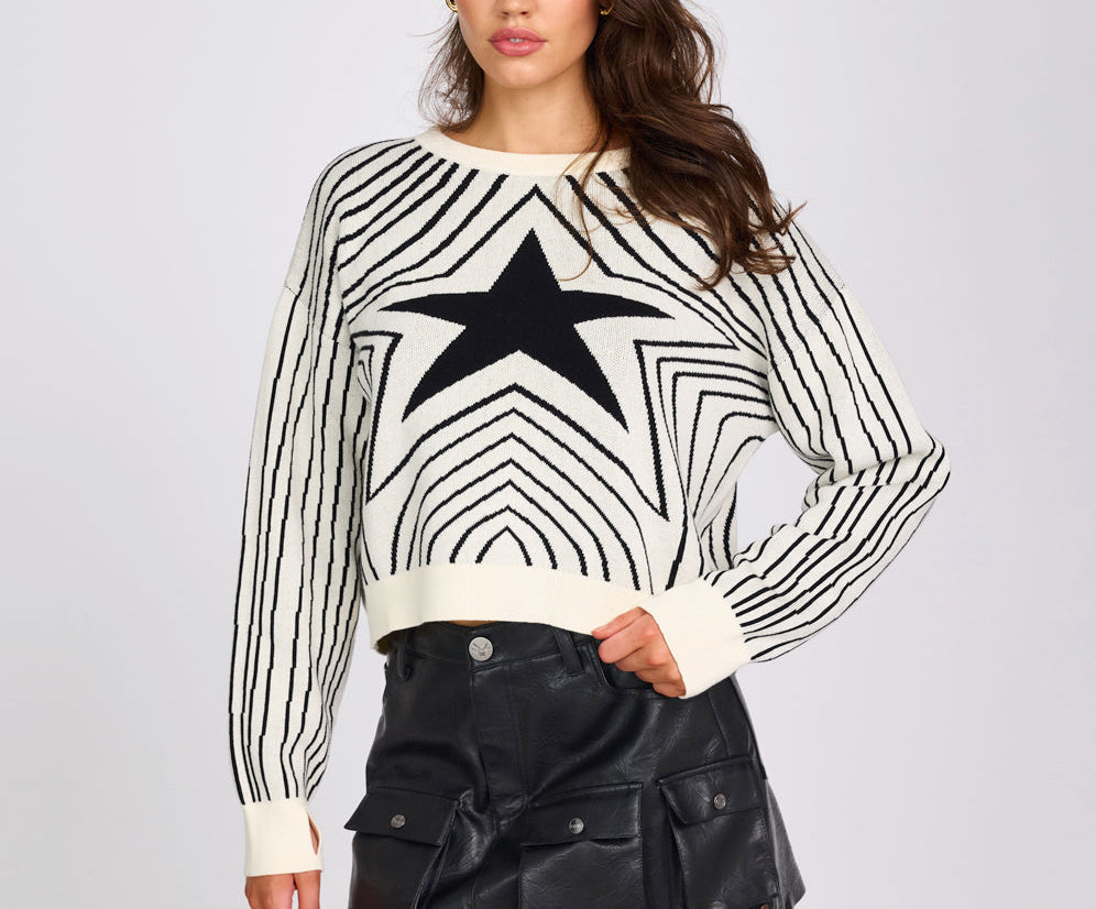Star Gazing Knitted Sweater - Mono Print