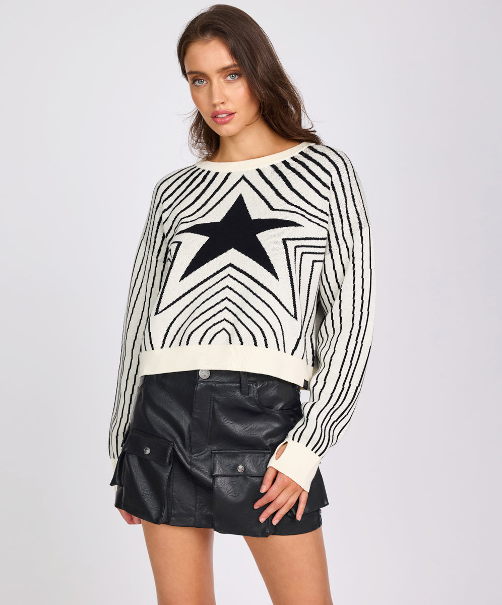 New Season Star Gazing Knitted Sweater - Mono Print