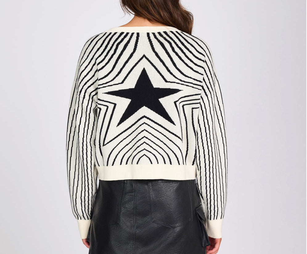 Star Gazing Knitted Sweater - Mono Print