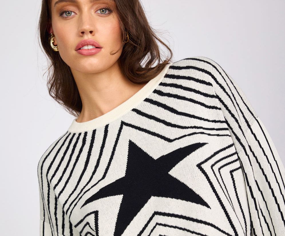 Star Gazing Knitted Sweater - Mono Print