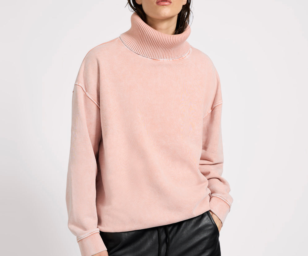 Fleece Roll Neck Sweater - Blush Pink