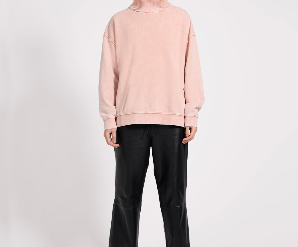 Fleece Roll Neck Sweater - Blush Pink