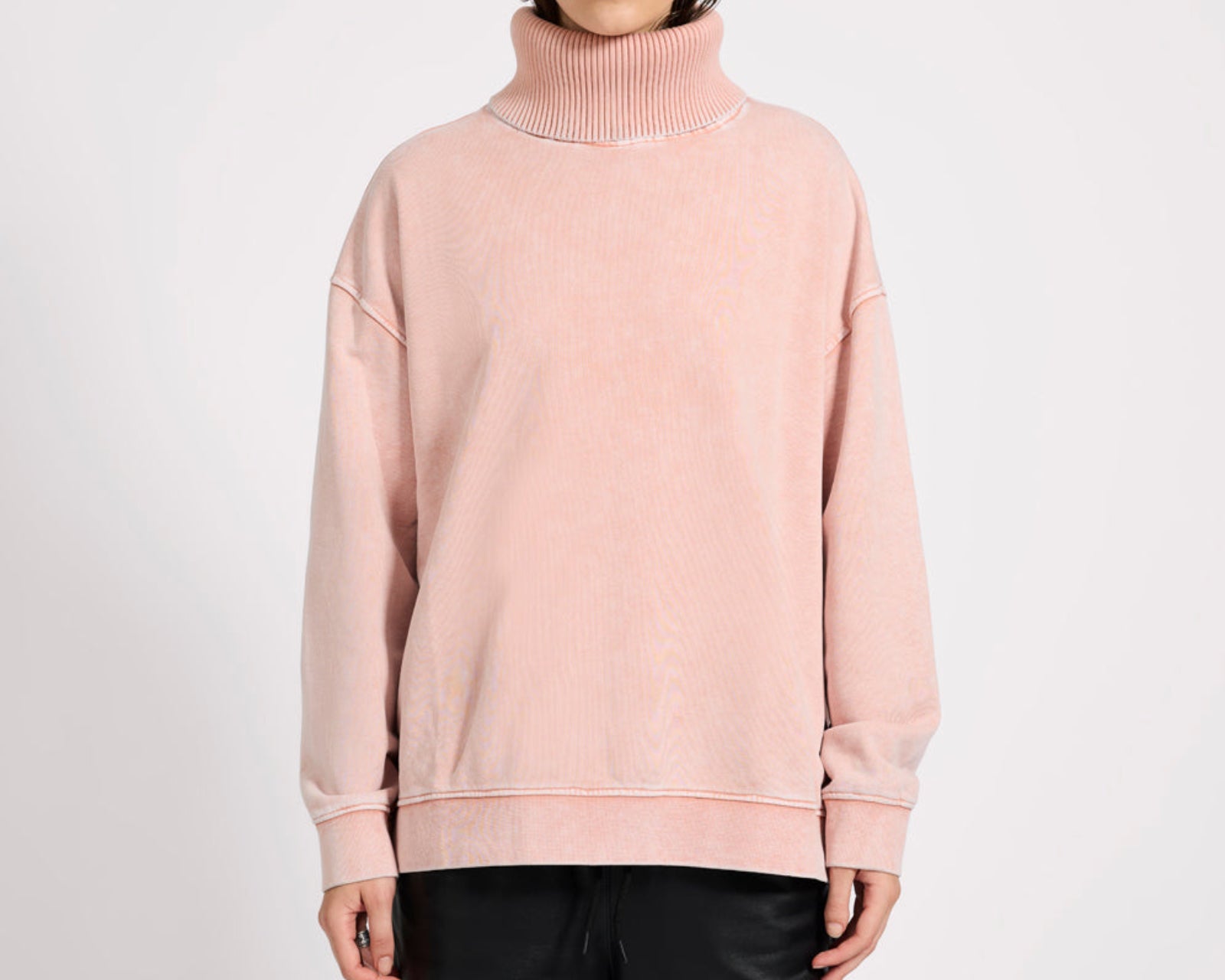 Fleece Roll Neck Sweater - Blush Pink