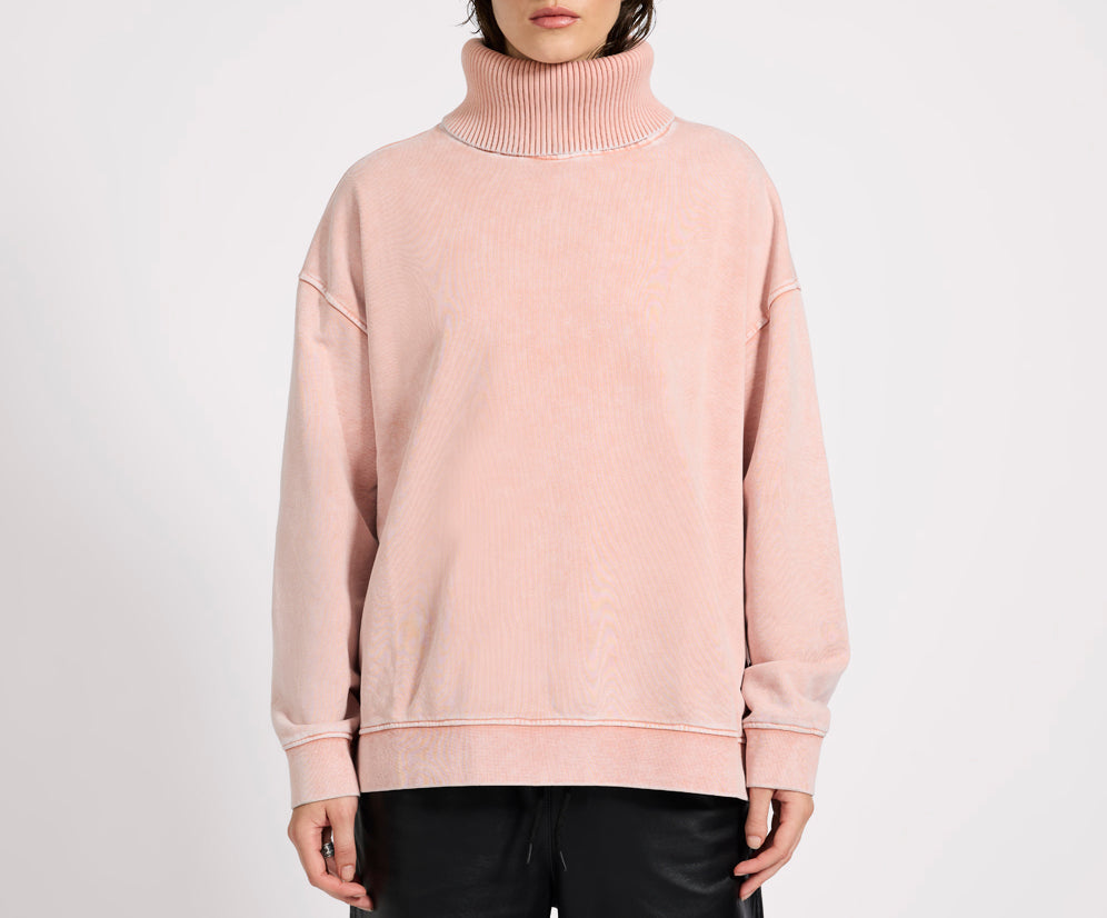 Fleece Roll Neck Sweater - Blush Pink