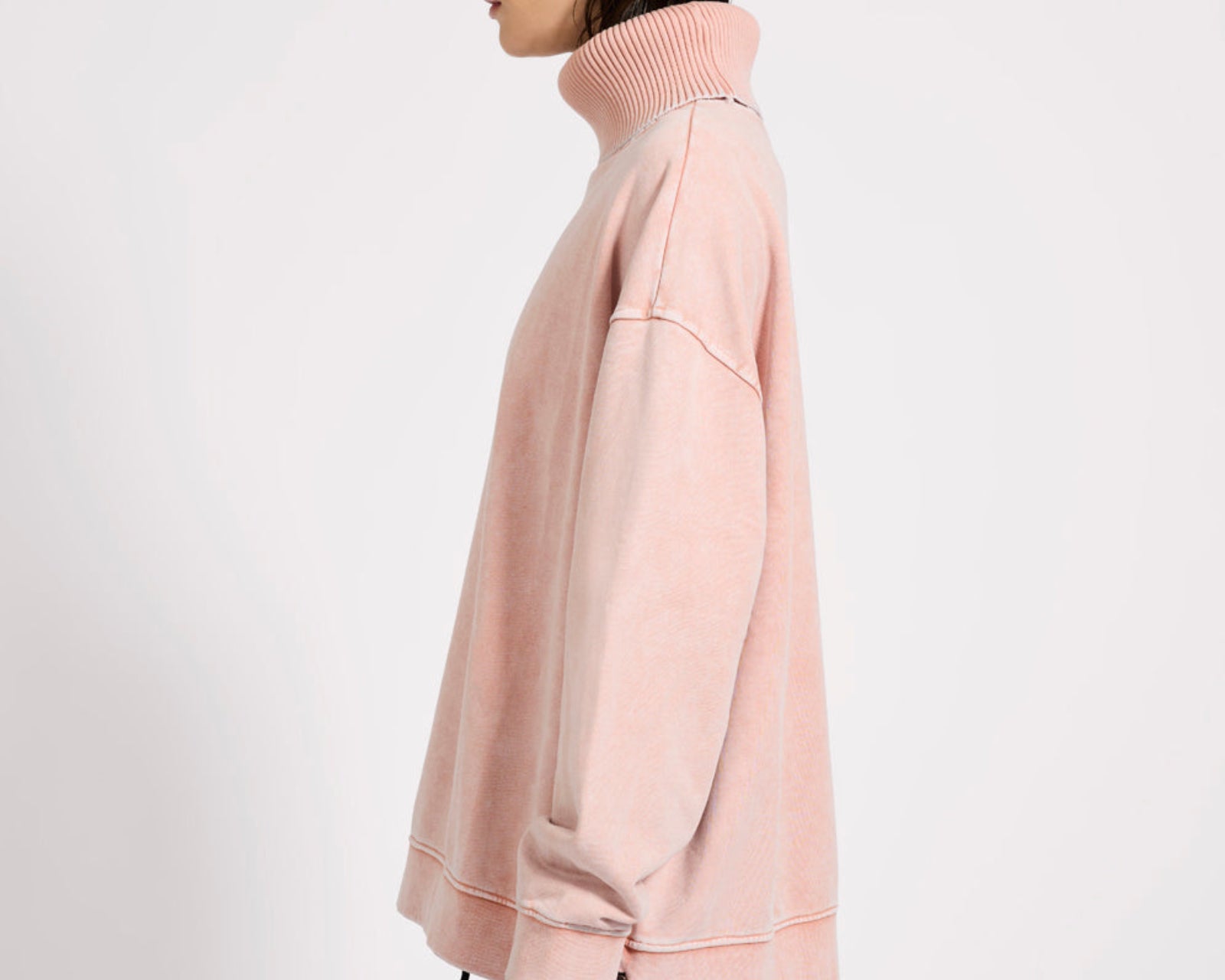 Fleece Roll Neck Sweater - Blush Pink