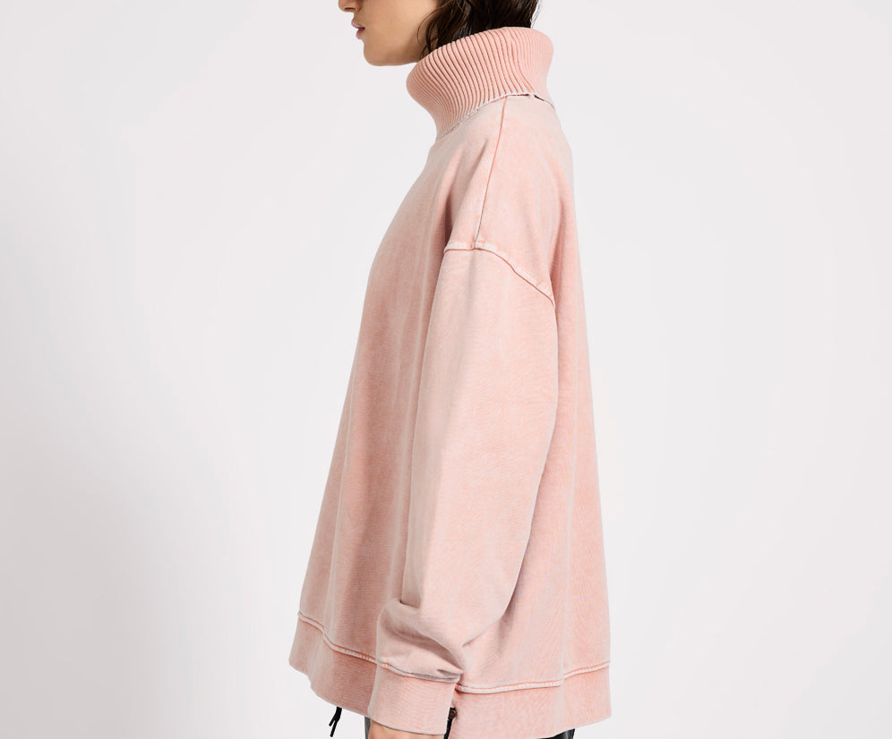 Fleece Roll Neck Sweater - Blush Pink