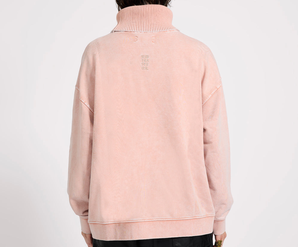 Fleece Roll Neck Sweater - Blush Pink