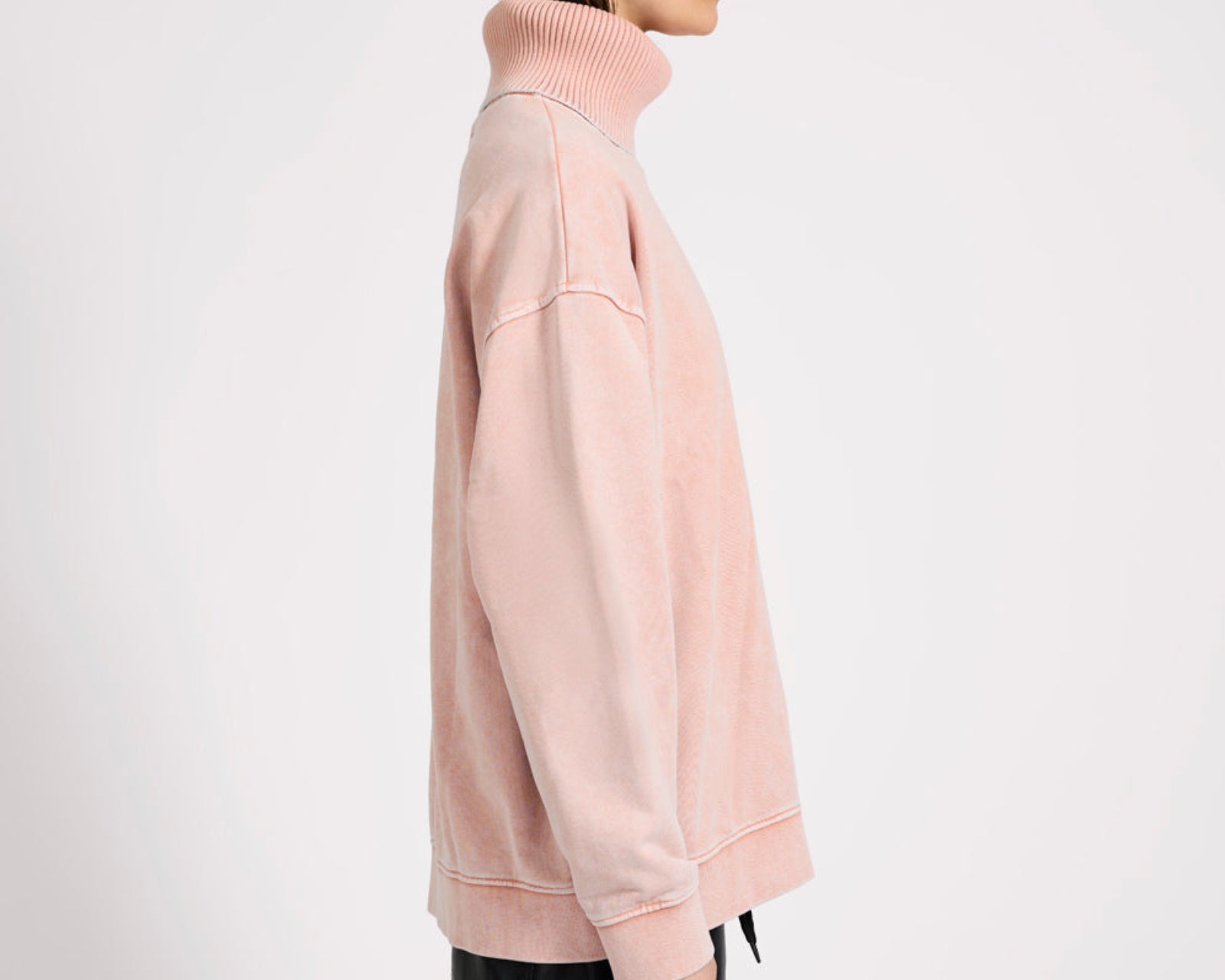 Fleece Roll Neck Sweater - Blush Pink