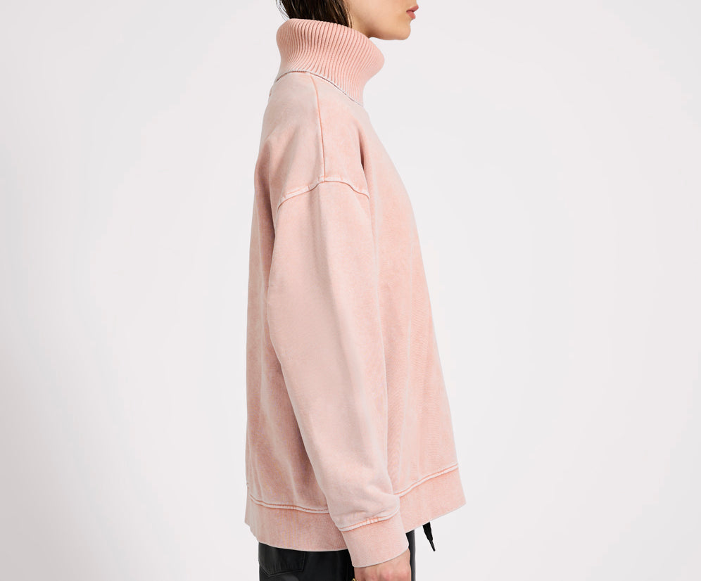Fleece Roll Neck Sweater - Blush Pink