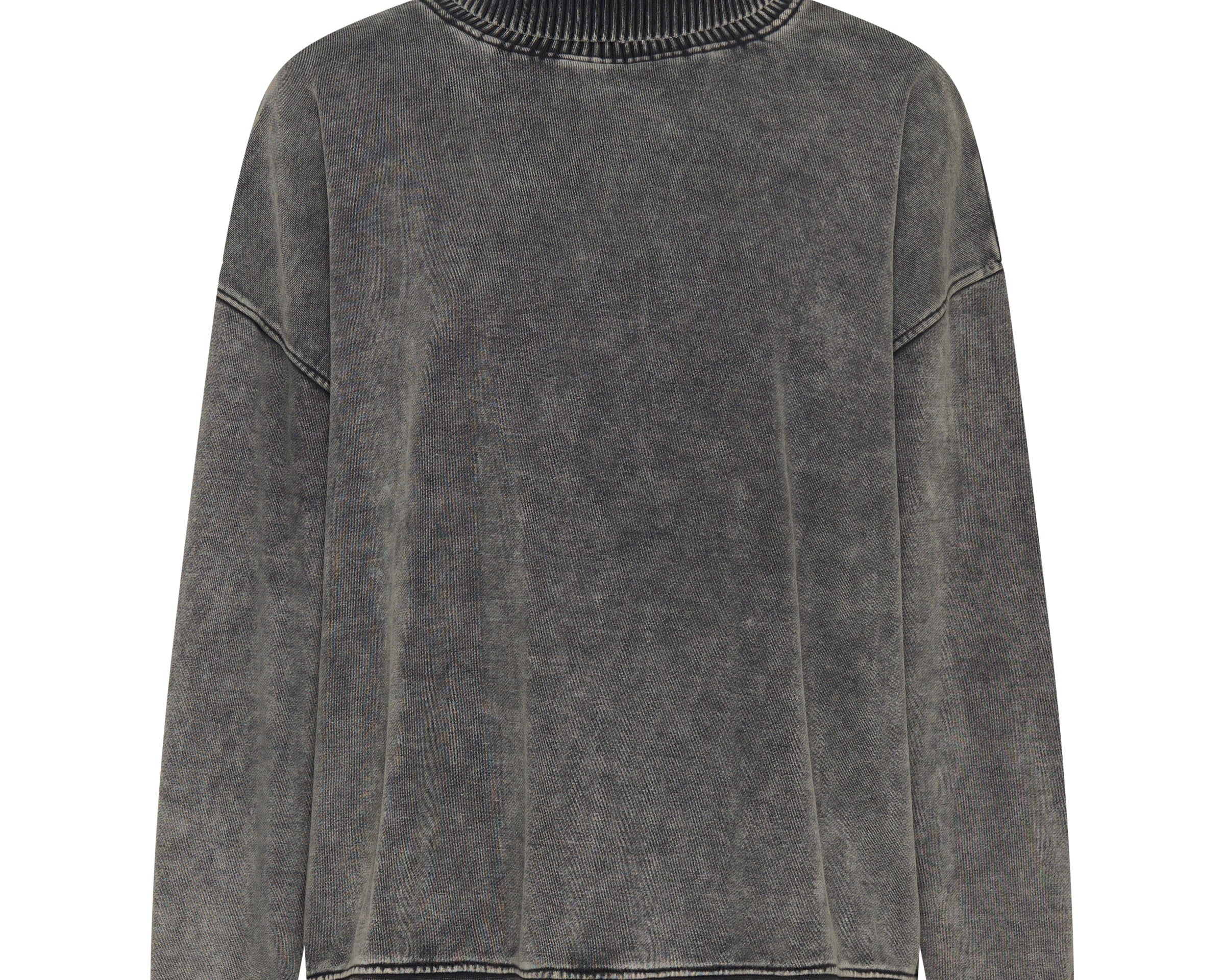 Fleece Roll Neck Sweater - Worn Black
