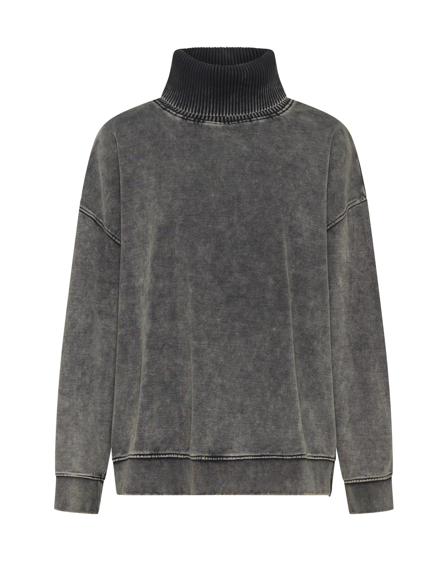 Hoodies and Sweats Fleece Roll Neck Sweater - Worn Black