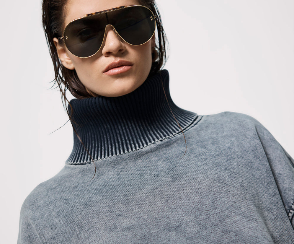 Fleece Roll Neck Sweater - Worn Black