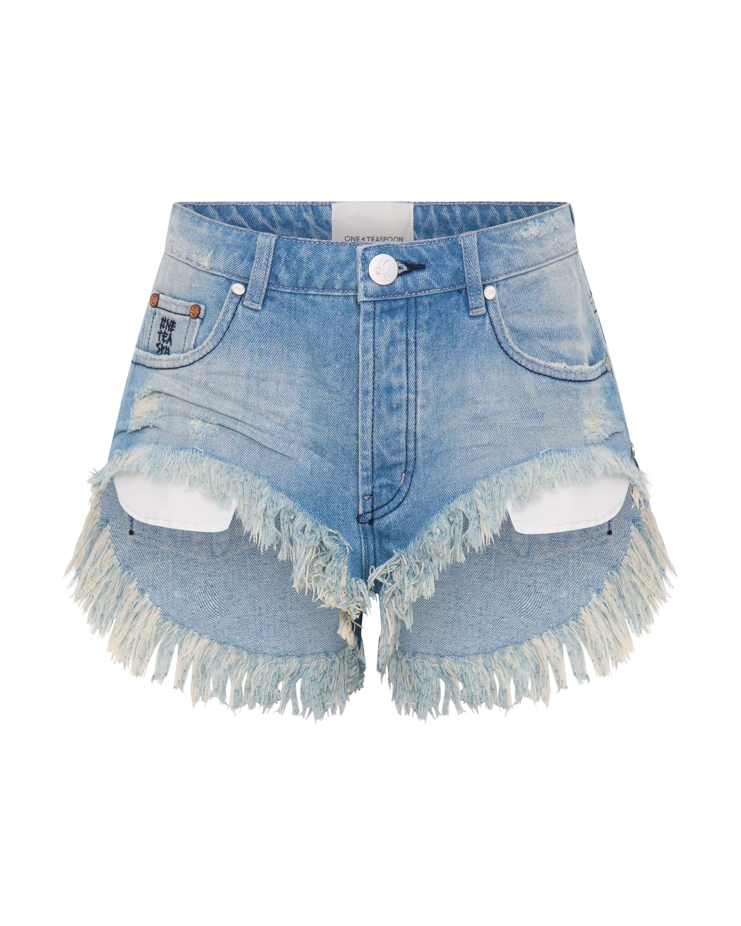 【One Teaspoon】Outlaws ミッドW・ショーツ/Salty Dog Blue Outlaws Mid Waist Mid Length Denim Shorts - Salty Dog Blue
