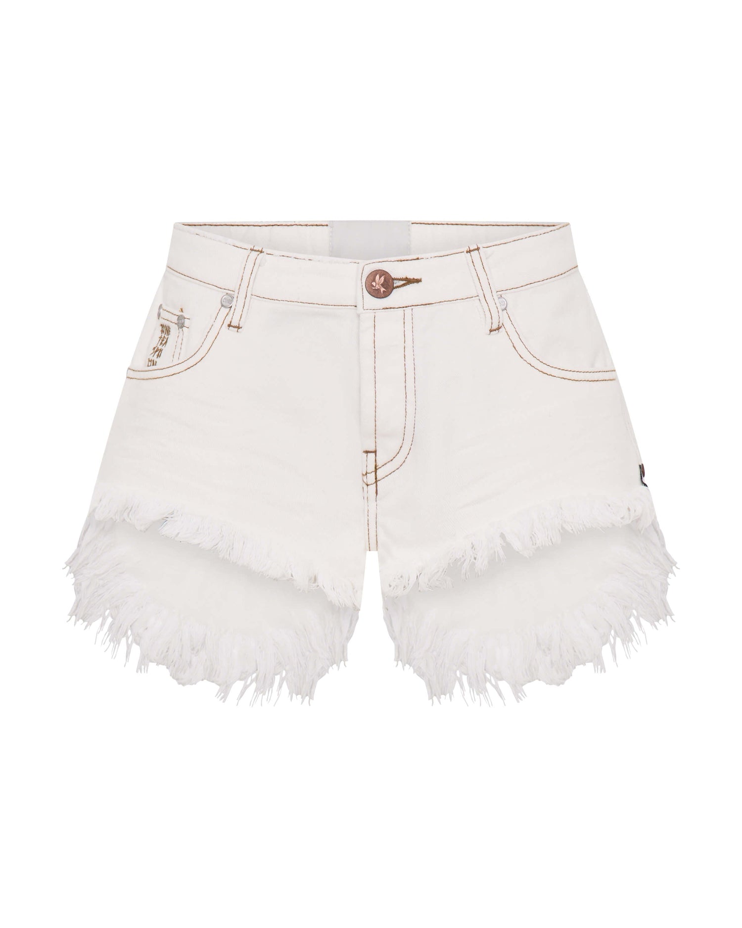 White Denim Bonitas Low Waist Denim Shorts - White Beauty