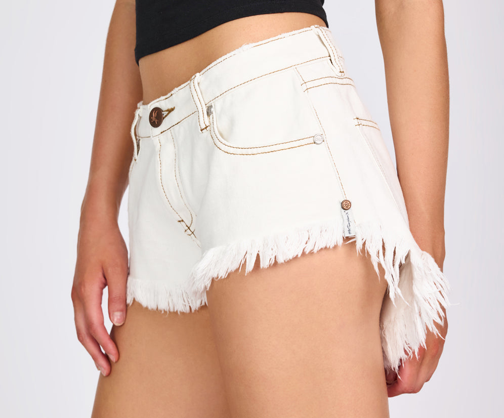 Bonitas Low Waist Denim Shorts - White Beauty
