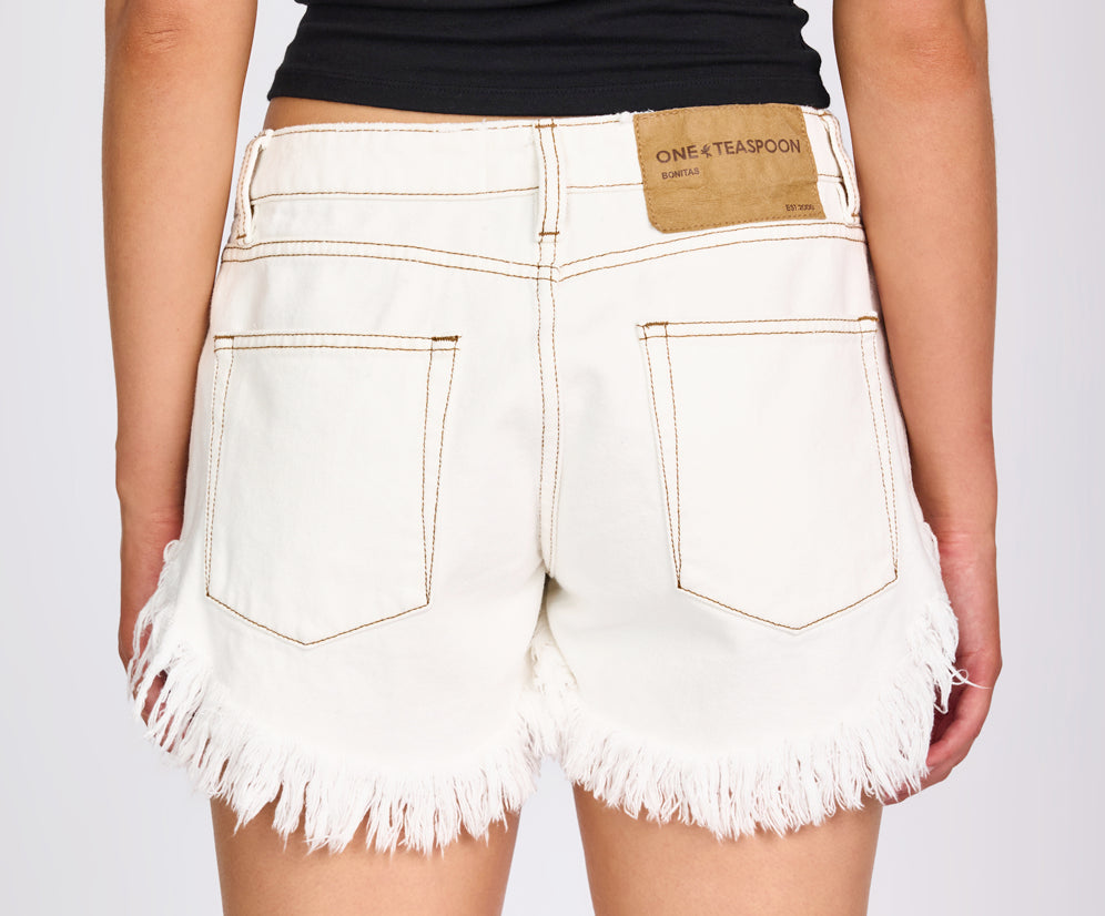 Bonitas Low Waist Denim Shorts - White Beauty
