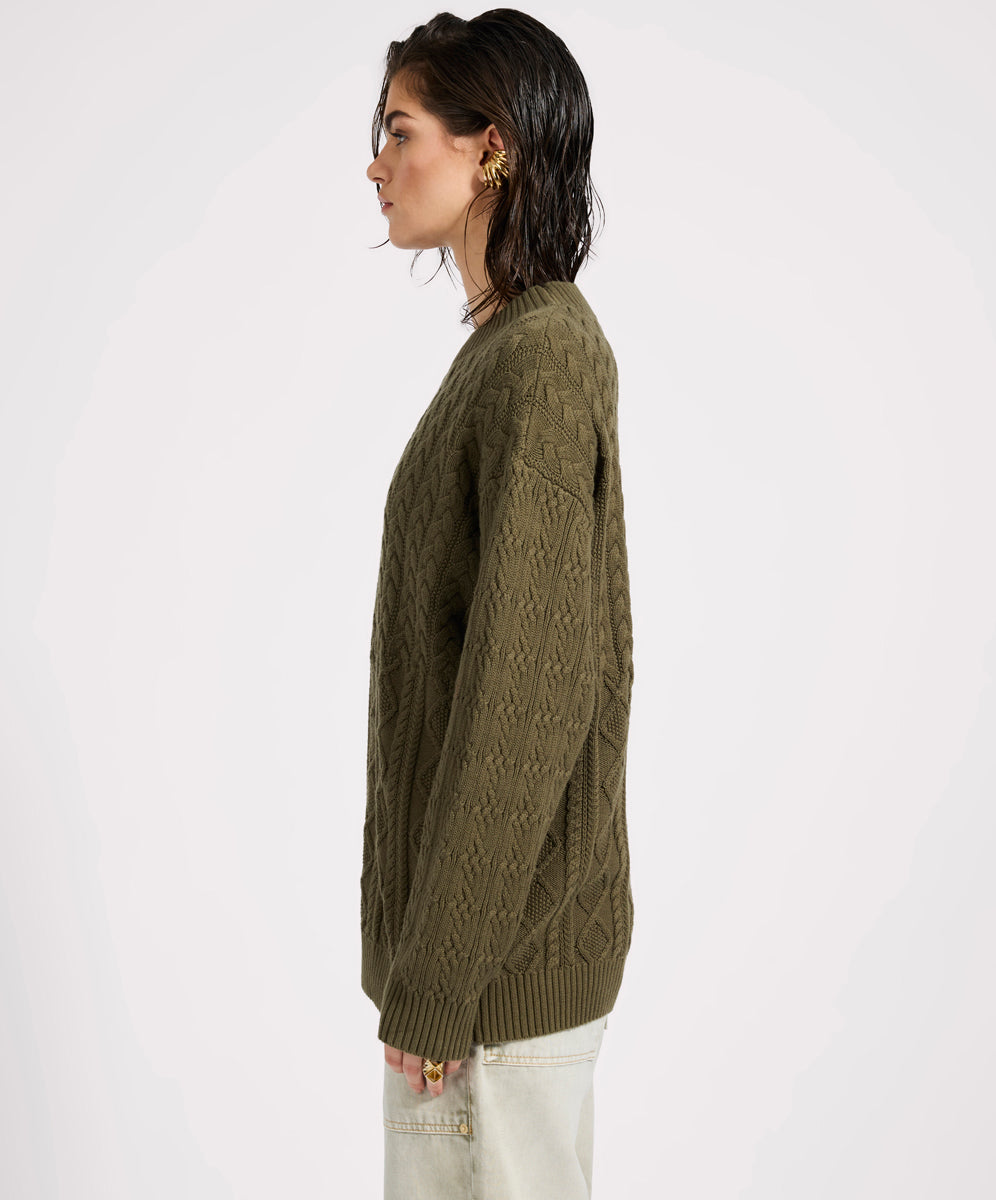 GREED - GREED CABLE KNIT Top ブラウン GREED CABLE KNIT Top ブラウン