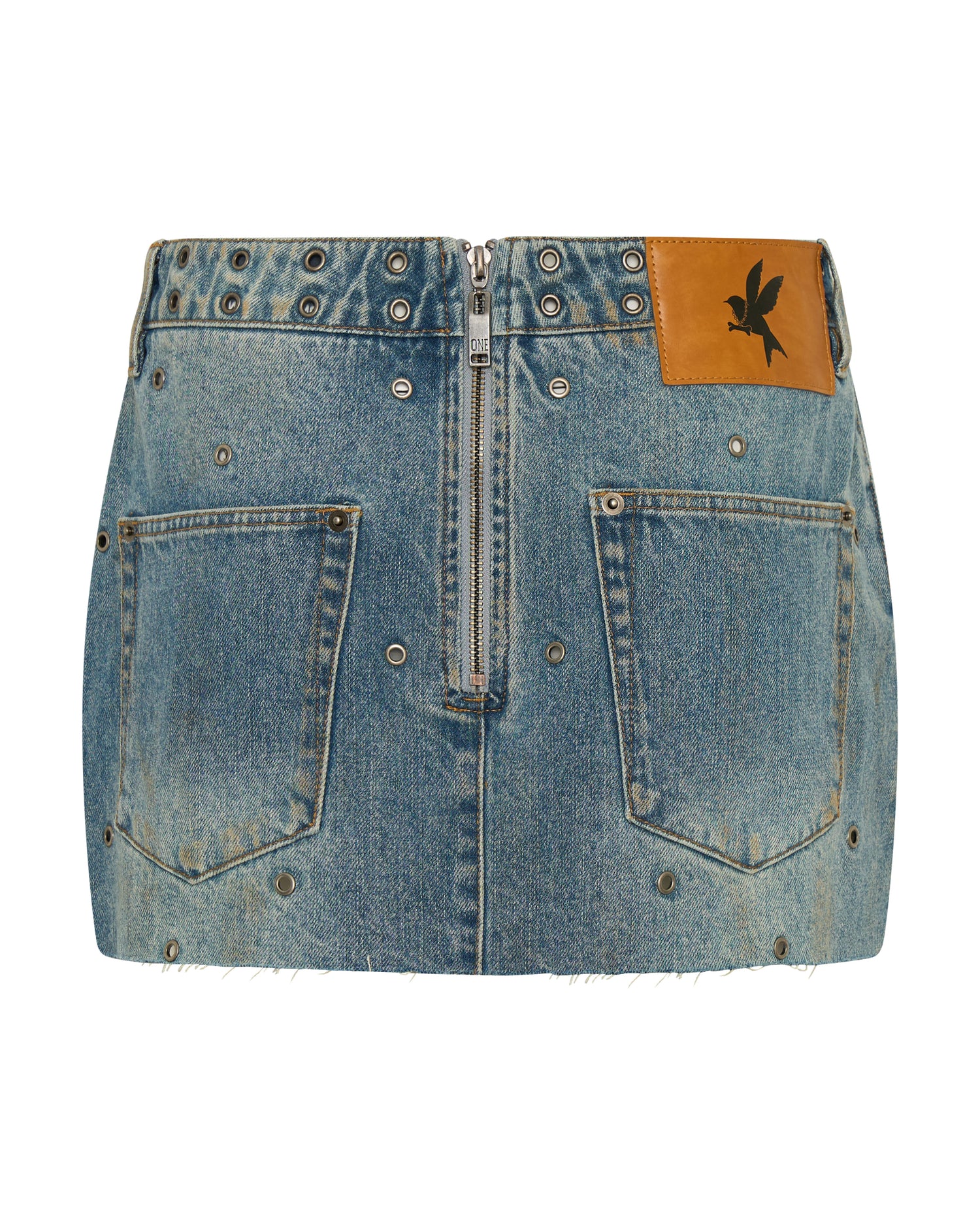  Axel Star Low Waist Micro Mini Denim Skirt - Used Blue