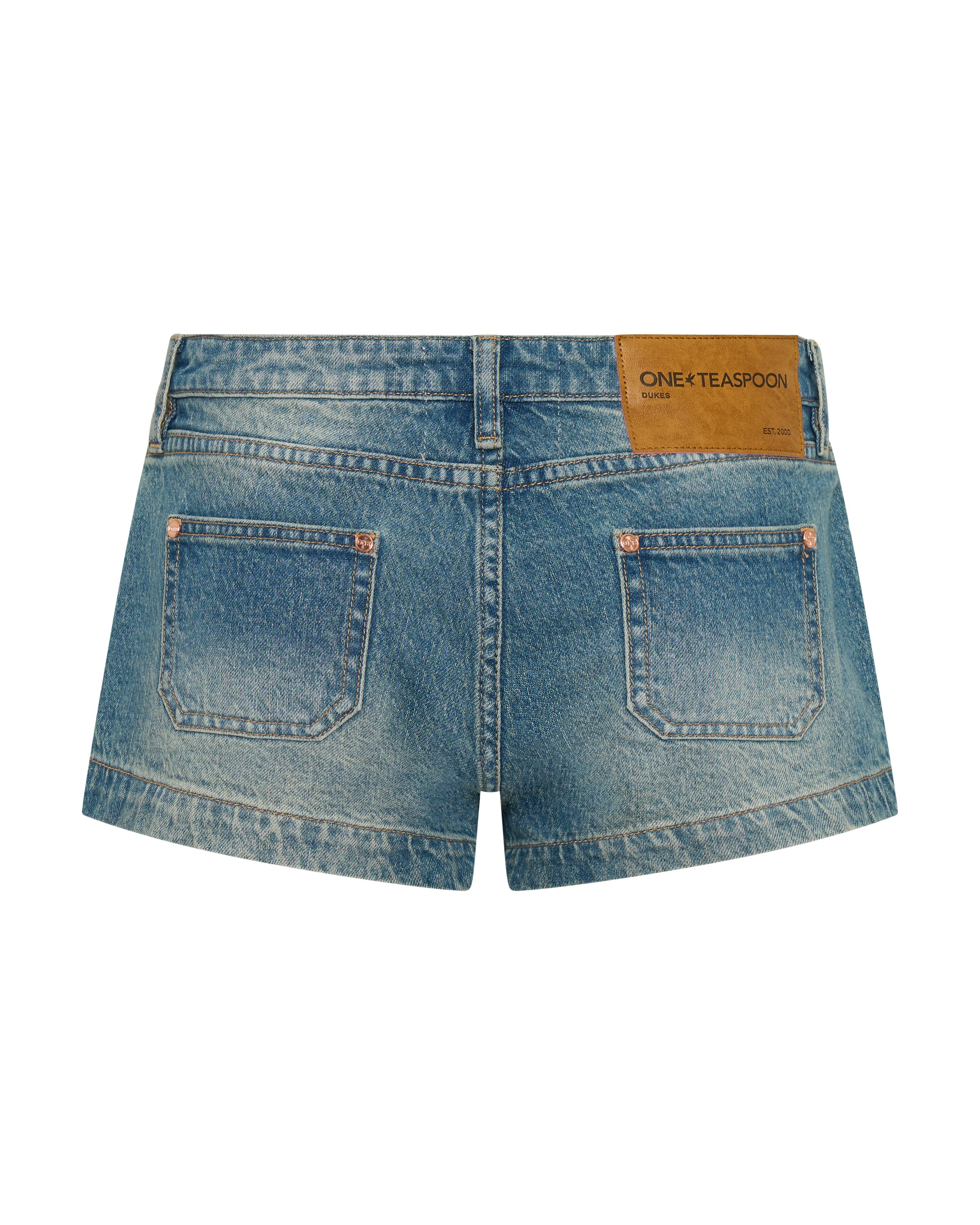 Retro Dukes Low Waist Mini Denim Shorts - Texas Blue | One