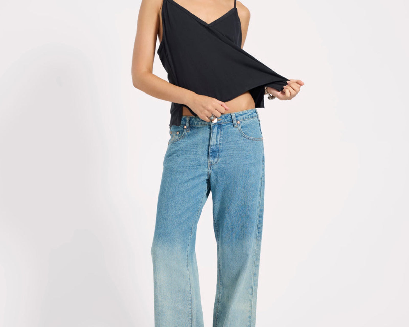 Low Riders Low Waist Wide Leg Denim Jeans - Texas Blue