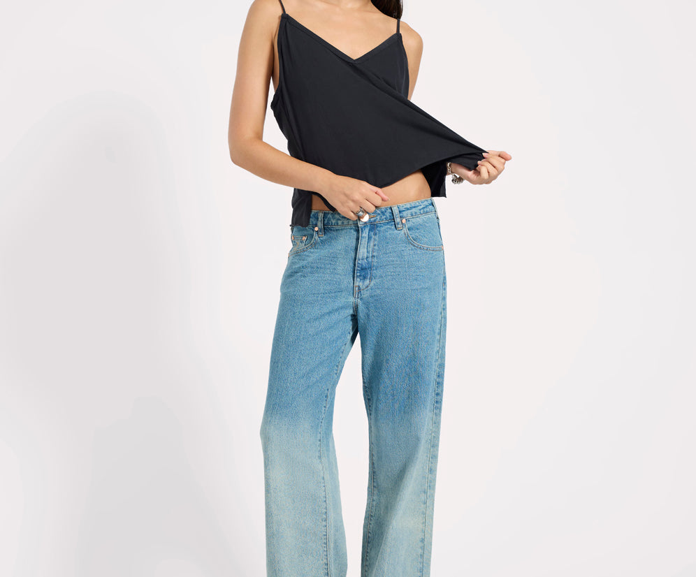 Low Riders Low Waist Wide Leg Denim Jeans - Texas Blue
