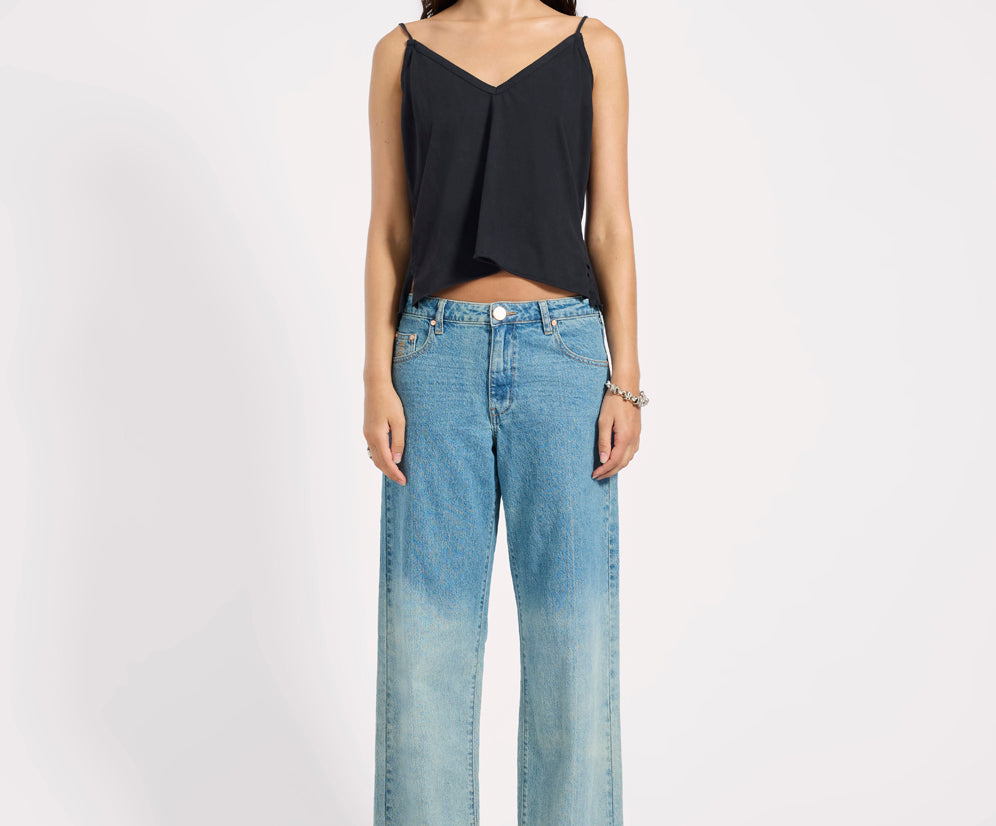 Low Riders Low Waist Wide Leg Denim Jeans - Texas Blue