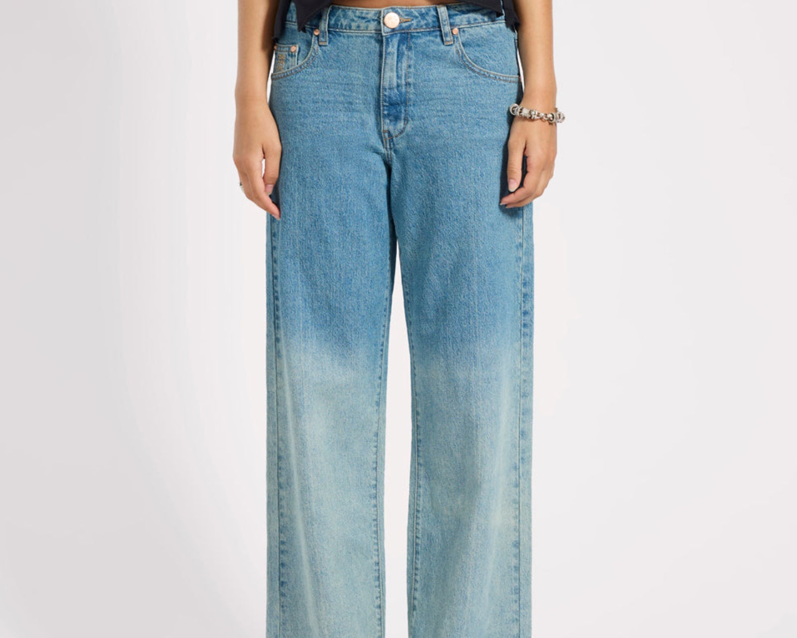 Low Riders Low Waist Wide Leg Denim Jeans - Texas Blue