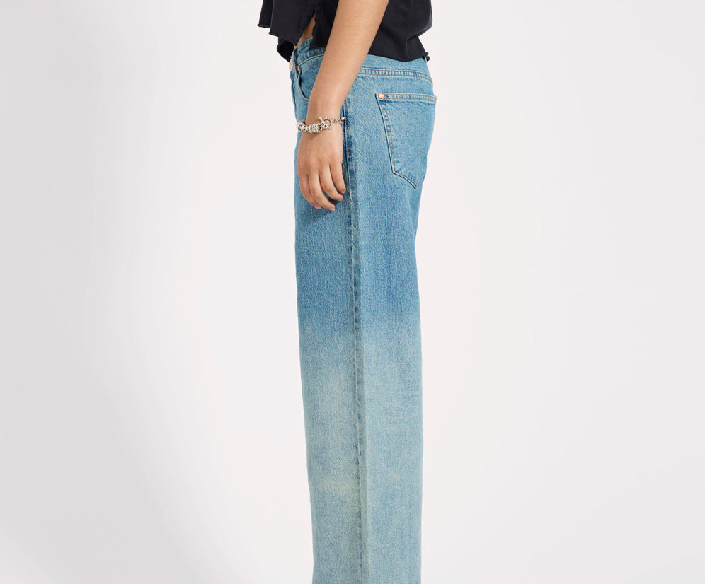Low Riders Low Waist Wide Leg Denim Jeans - Texas Blue
