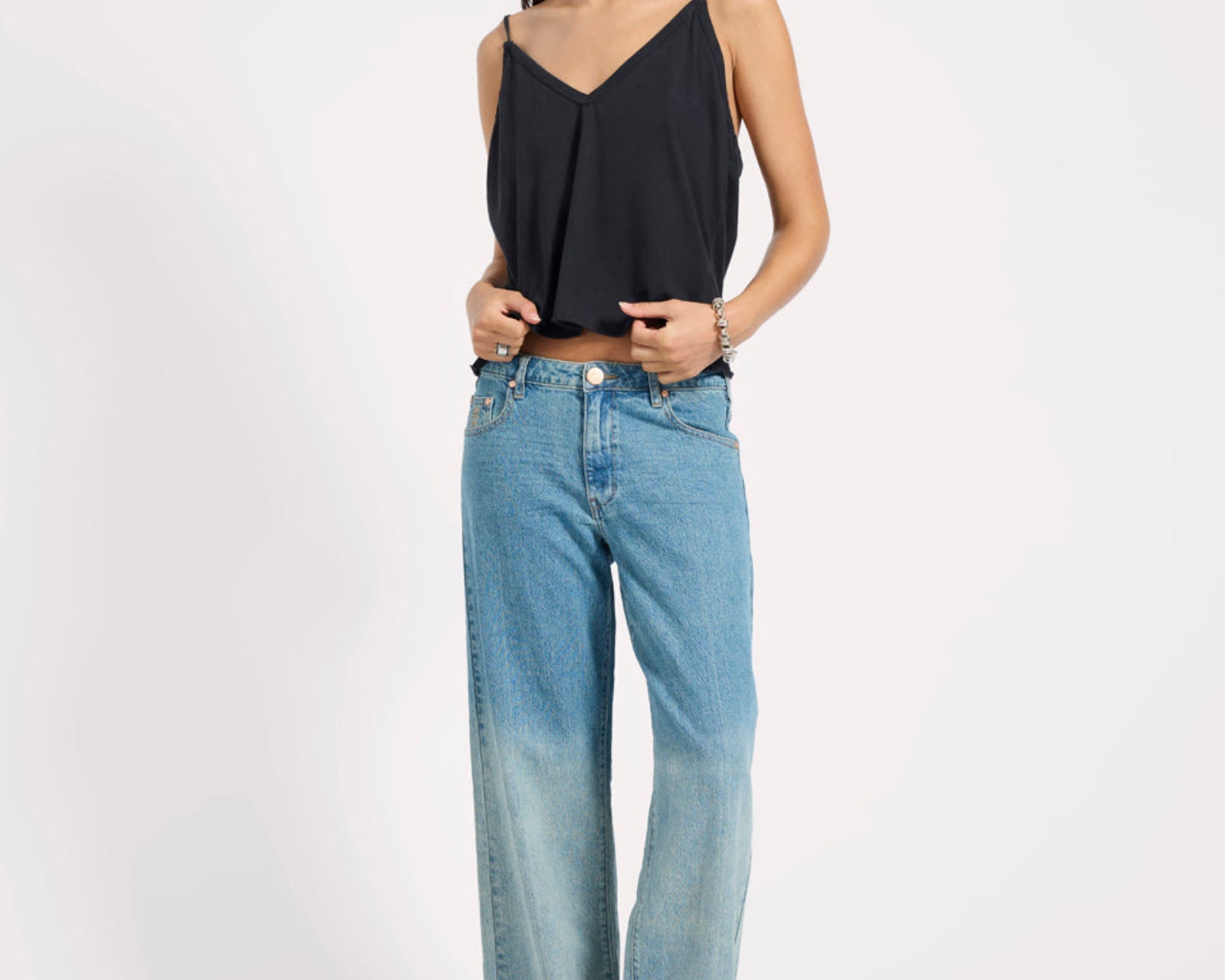 Low Riders Low Waist Wide Leg Denim Jeans - Texas Blue