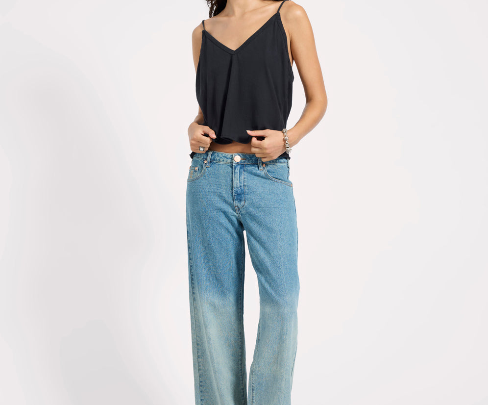 Low Riders Low Waist Wide Leg Denim Jeans - Texas Blue