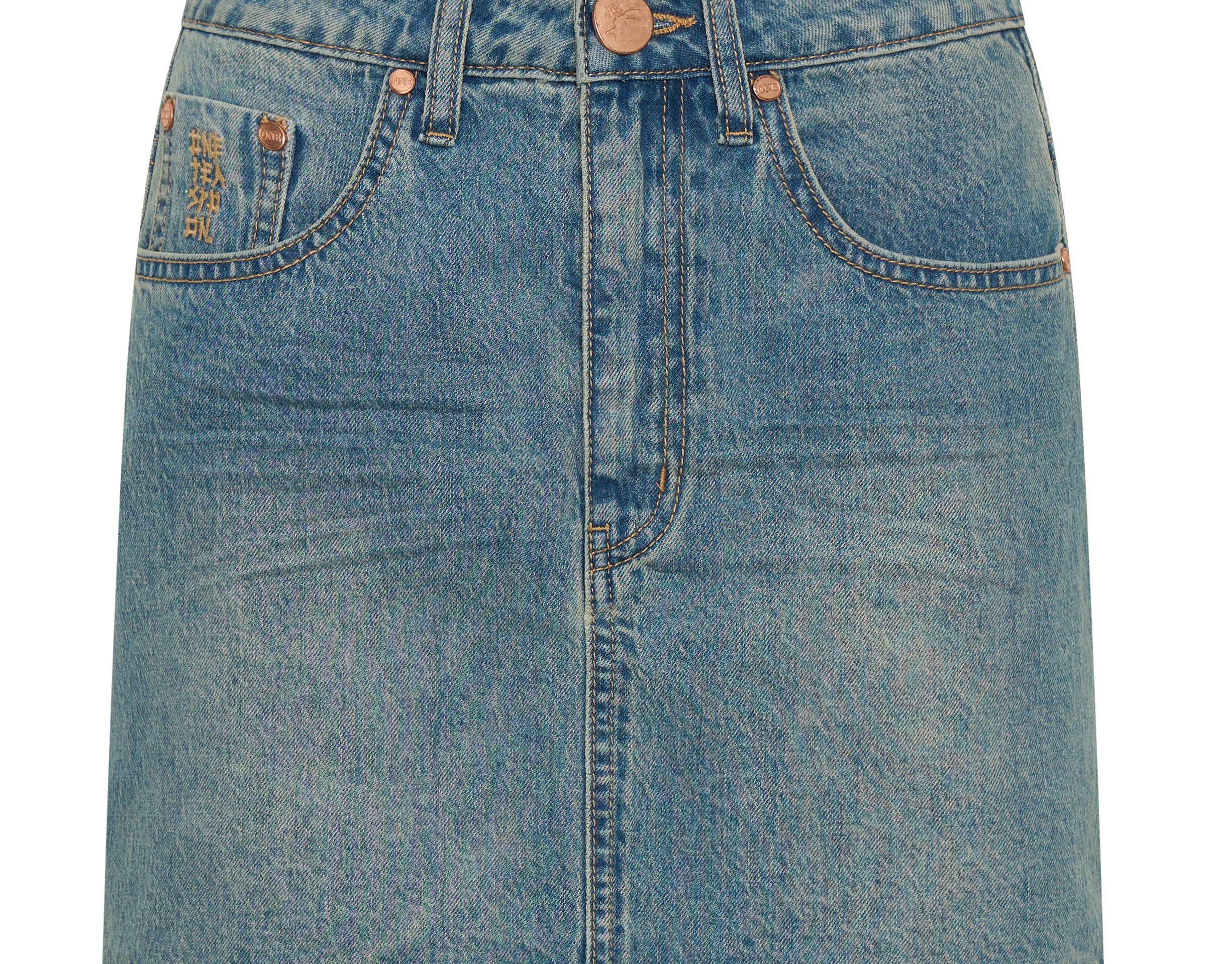 2020 High Waist Mini Denim Skirt - Texas Blue
