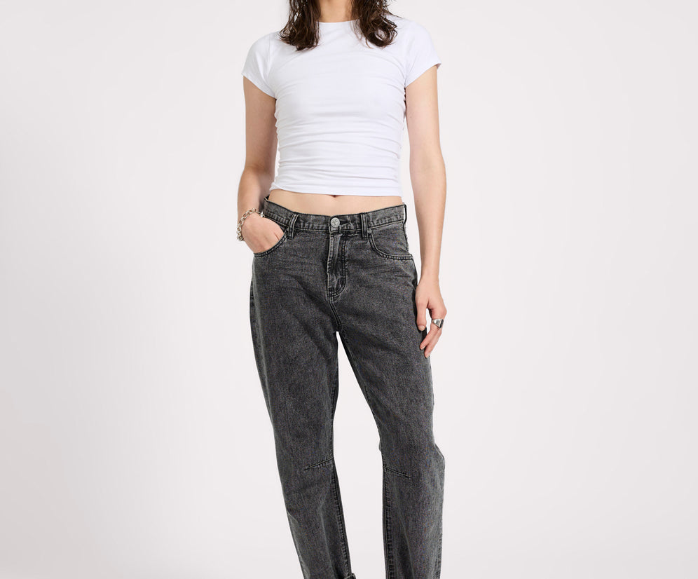 Bandits Low Waist Boyfriend Denim Jeans - Charcoal Black