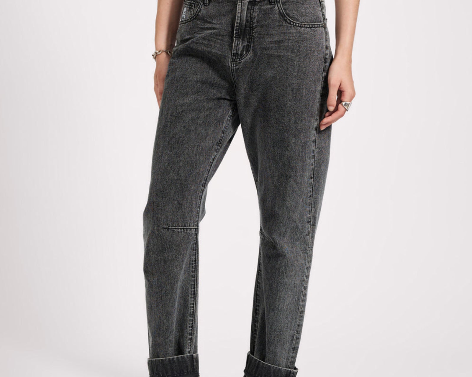 Bandits Low Waist Boyfriend Denim Jeans - Charcoal Black