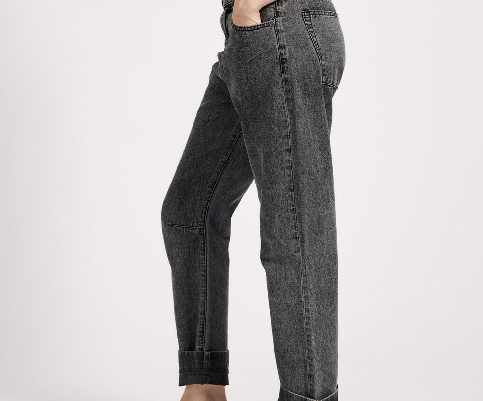 Bandits Low Waist Boyfriend Denim Jeans - Charcoal Black