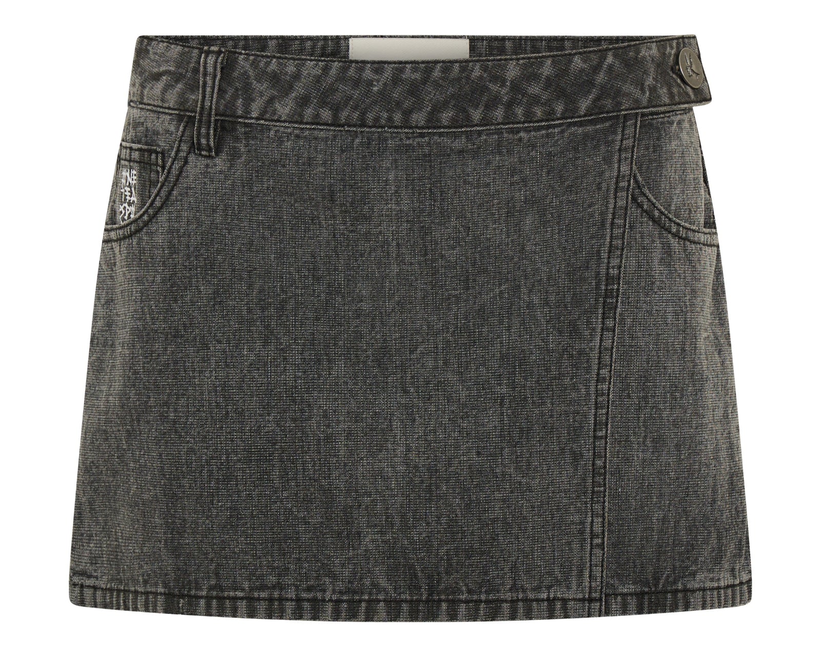 Alexia Low Waist Wrap Mini Denim Skirt - Rocco Grey Black