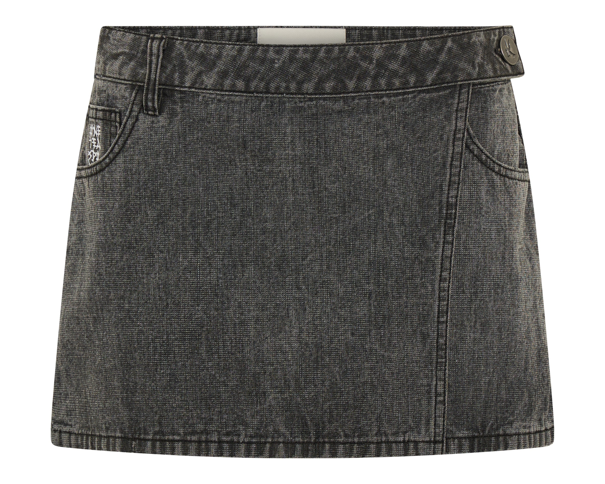 Alexia Low Waist Wrap Mini Denim Skirt - Rocco Grey Black