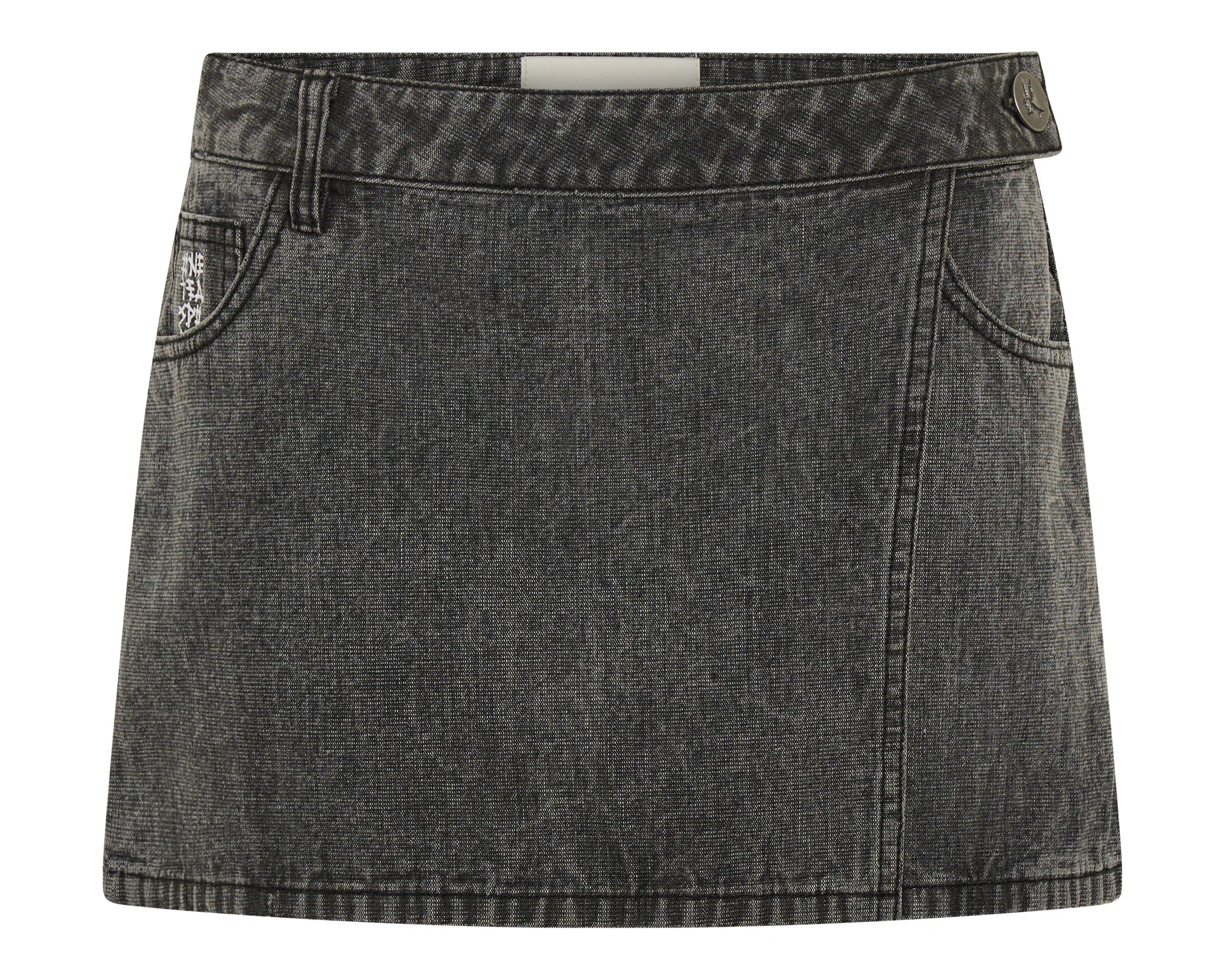 Alexia Low Waist Wrap Mini Denim Skirt - Rocco Grey Black