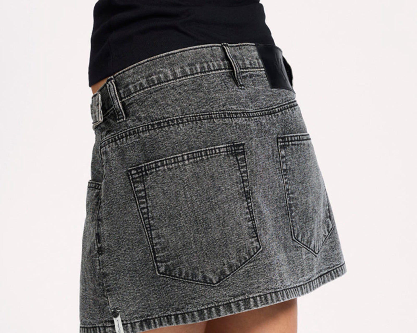 Alexia Low Waist Wrap Mini Denim Skirt - Rocco Grey Black