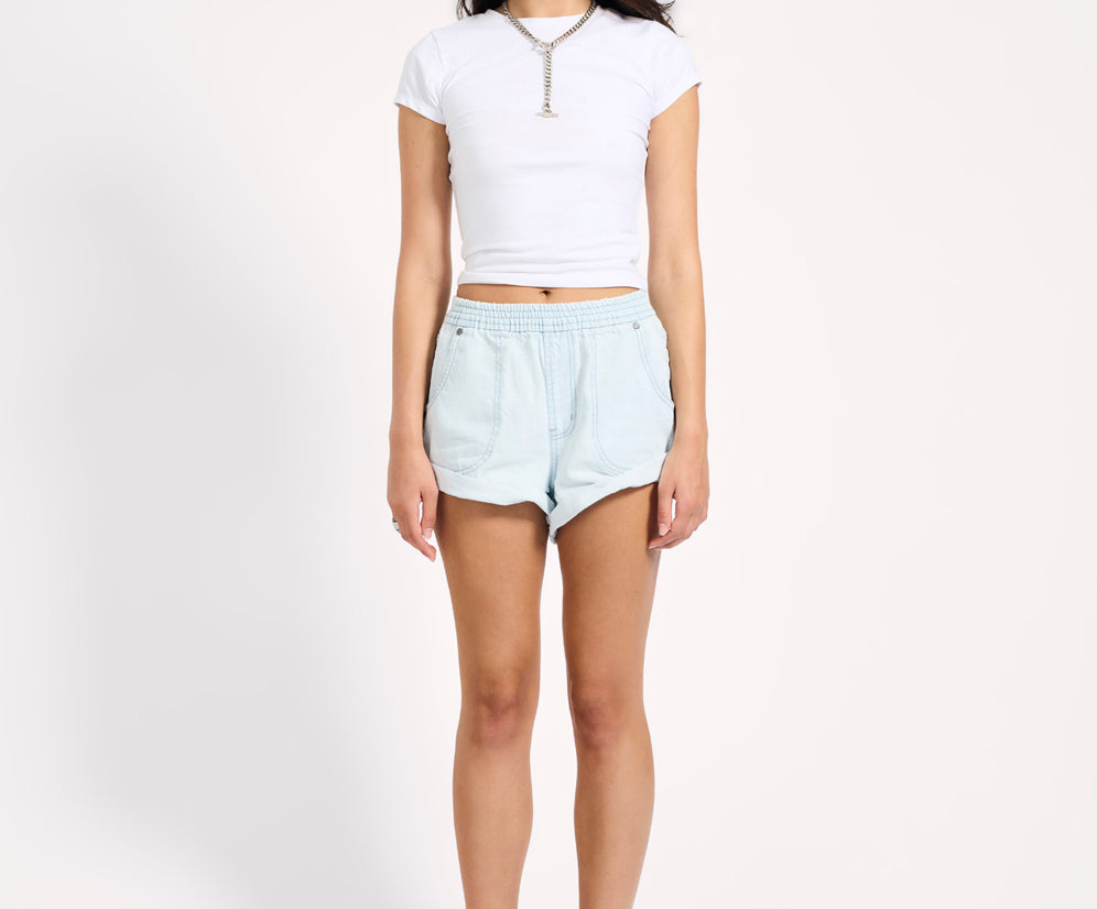 Hunters Mid Waist Boyfriend Elasticated Denim Shorts - Xanthe