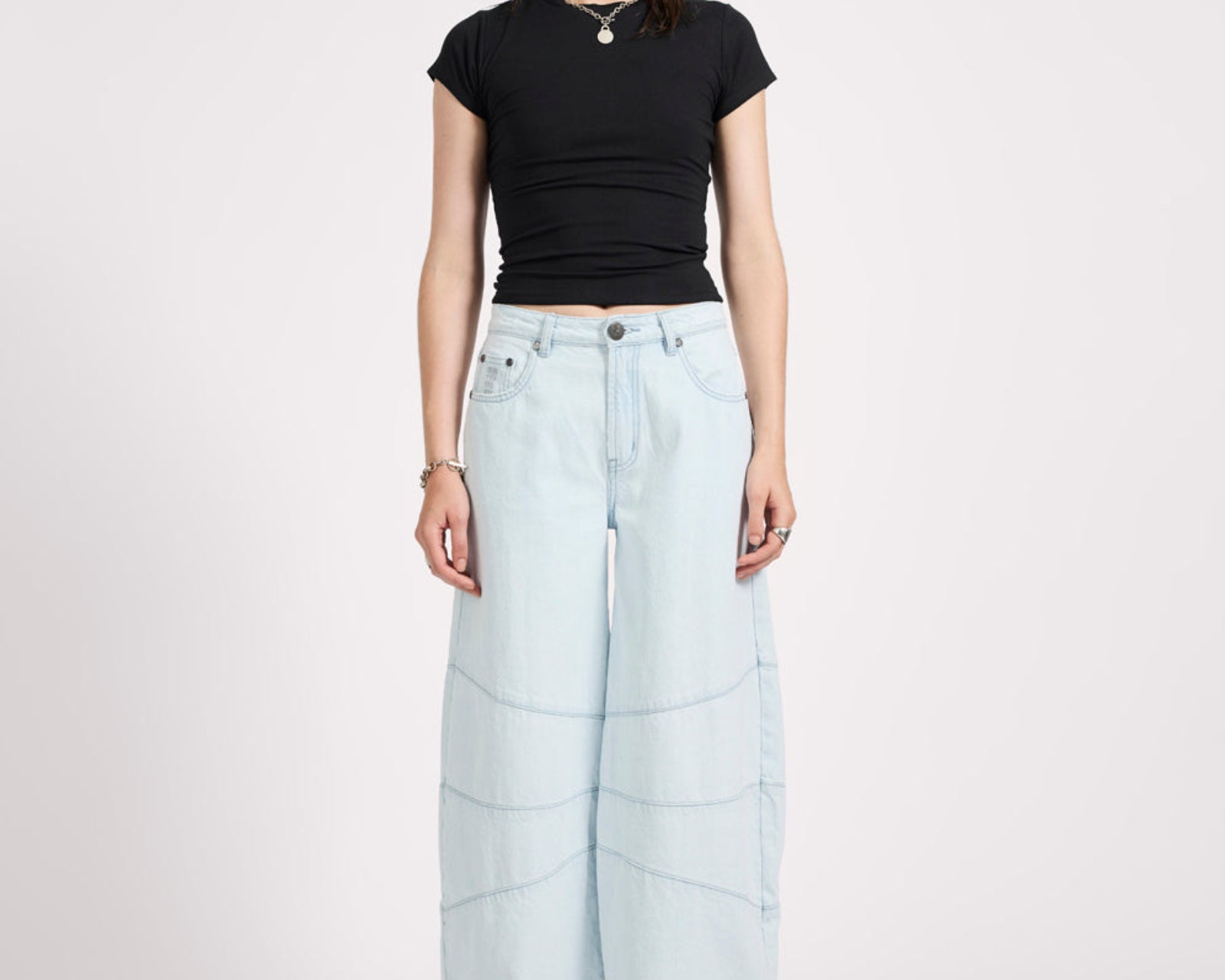 Barrel Mid Waist Wide Leg Denim Jeans - Xanthe Light Blue
