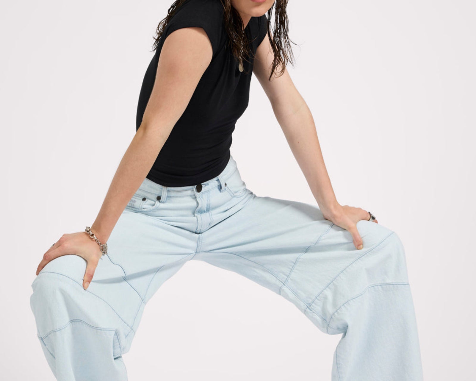 Barrel Mid Waist Wide Leg Denim Jeans - Xanthe Light Blue