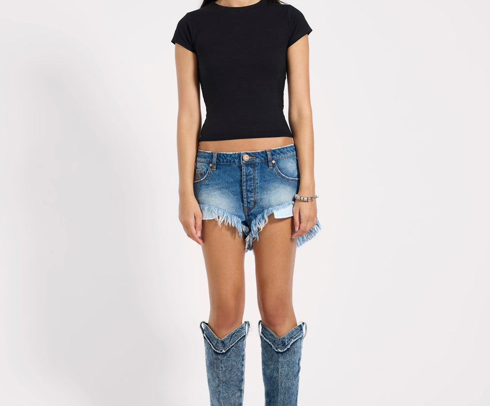 Rollers Low Waist Denim Shorts - Pacifica Blue