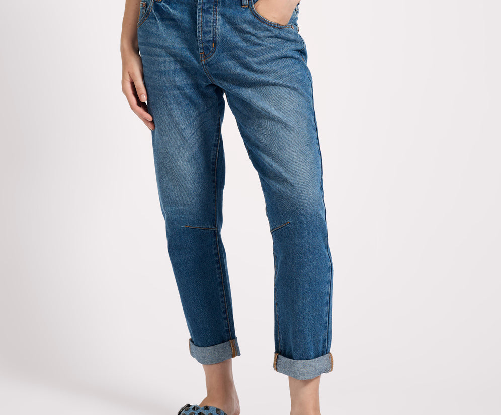 Saints Low Waist Boyfriend Denim Jeans - Pacifica Blue